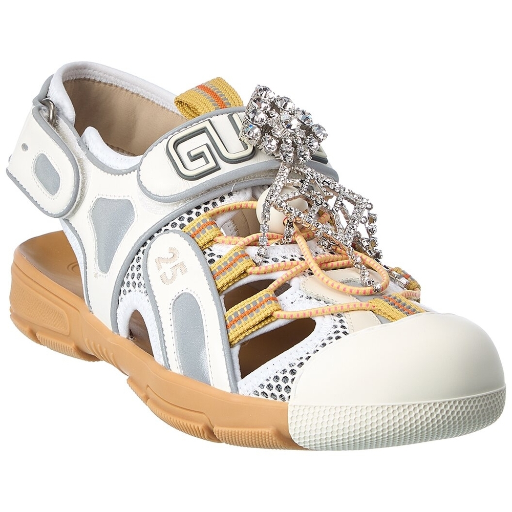 🥰❤️‍🔥Gucci White Gray Multicolor Embellished Sport Sandal